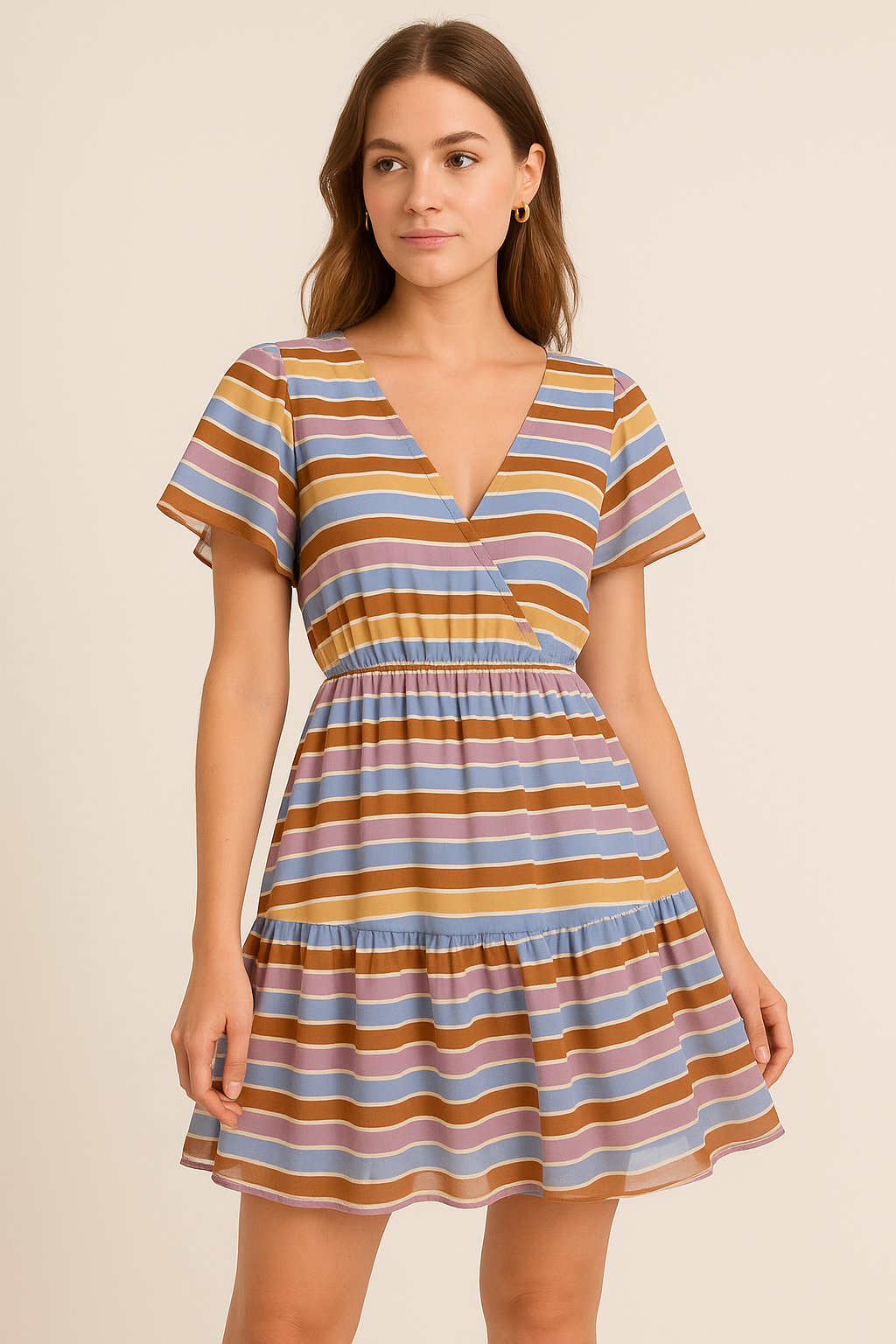 Cool Bengal Strips Multicolour Digital Printed Fabric - Pure Georgette