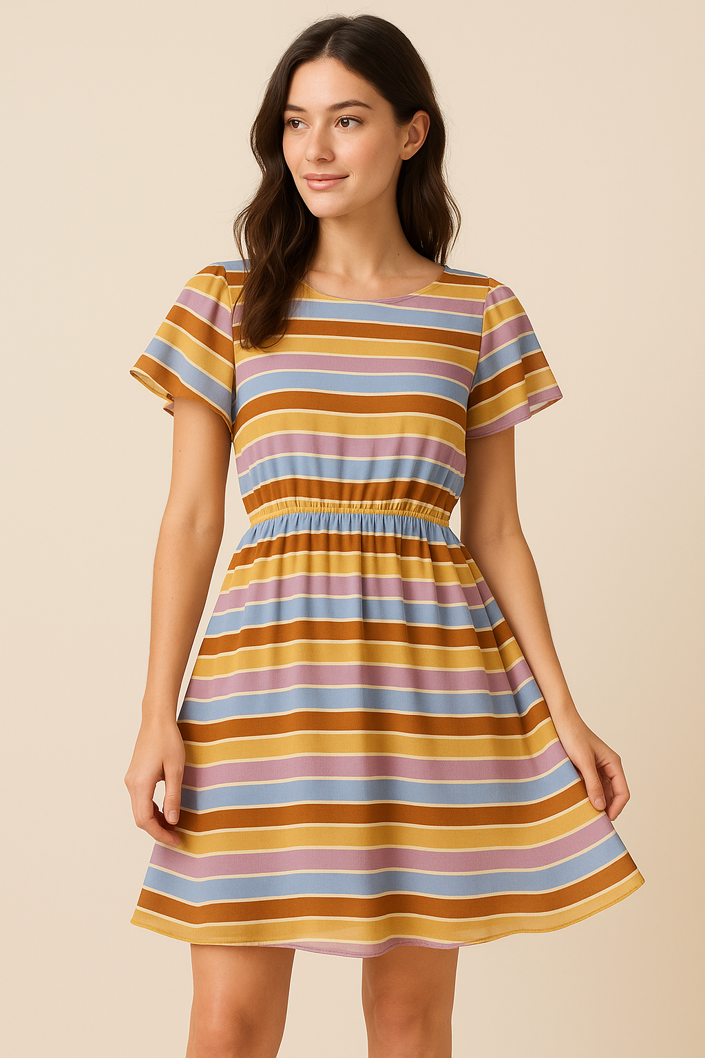 Cool Bengal Strips Multicolour Digital Printed Fabric - Pure Georgette