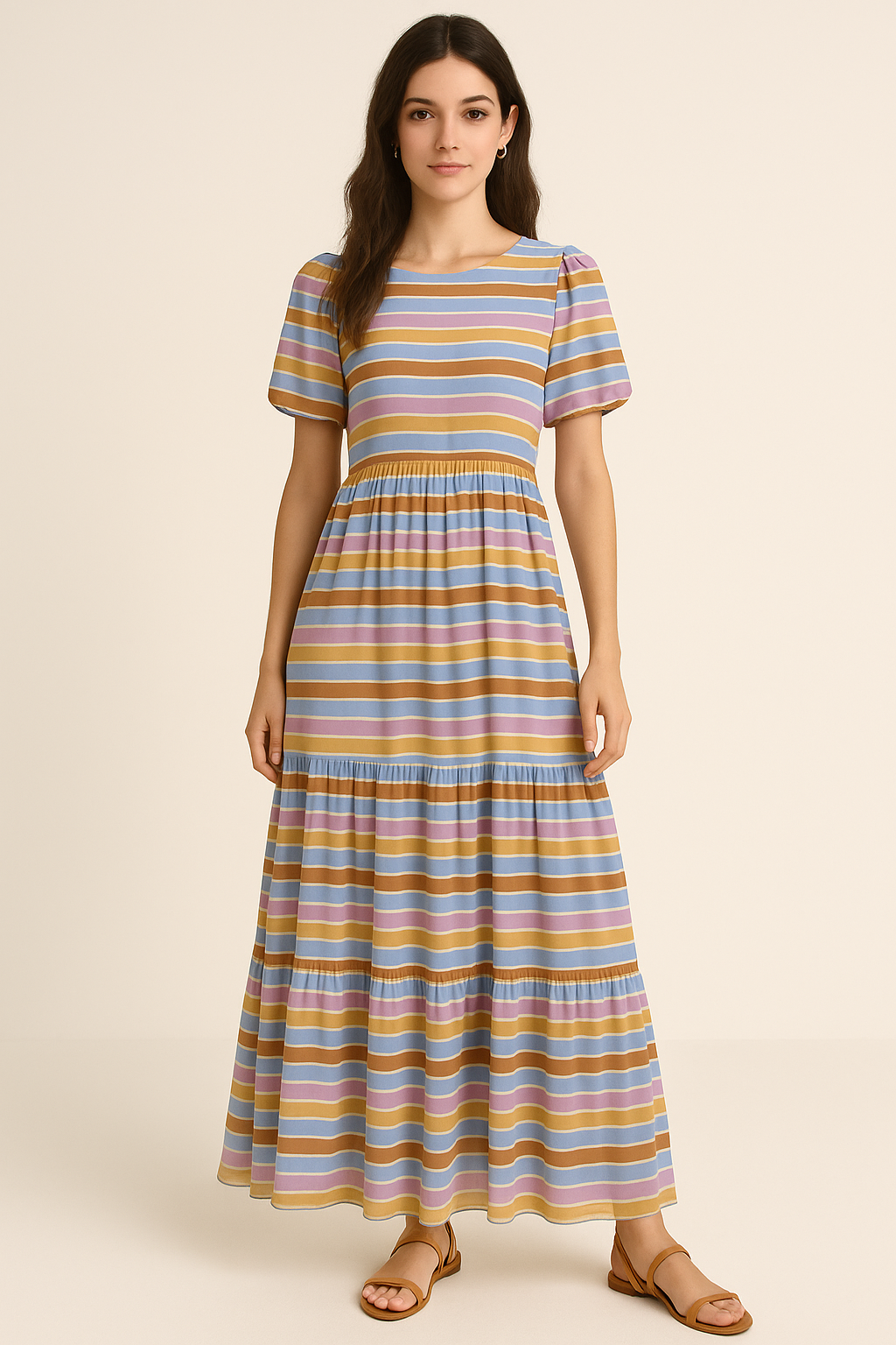 Cool Bengal Strips Multicolour Digital Printed Fabric - Pure Georgette