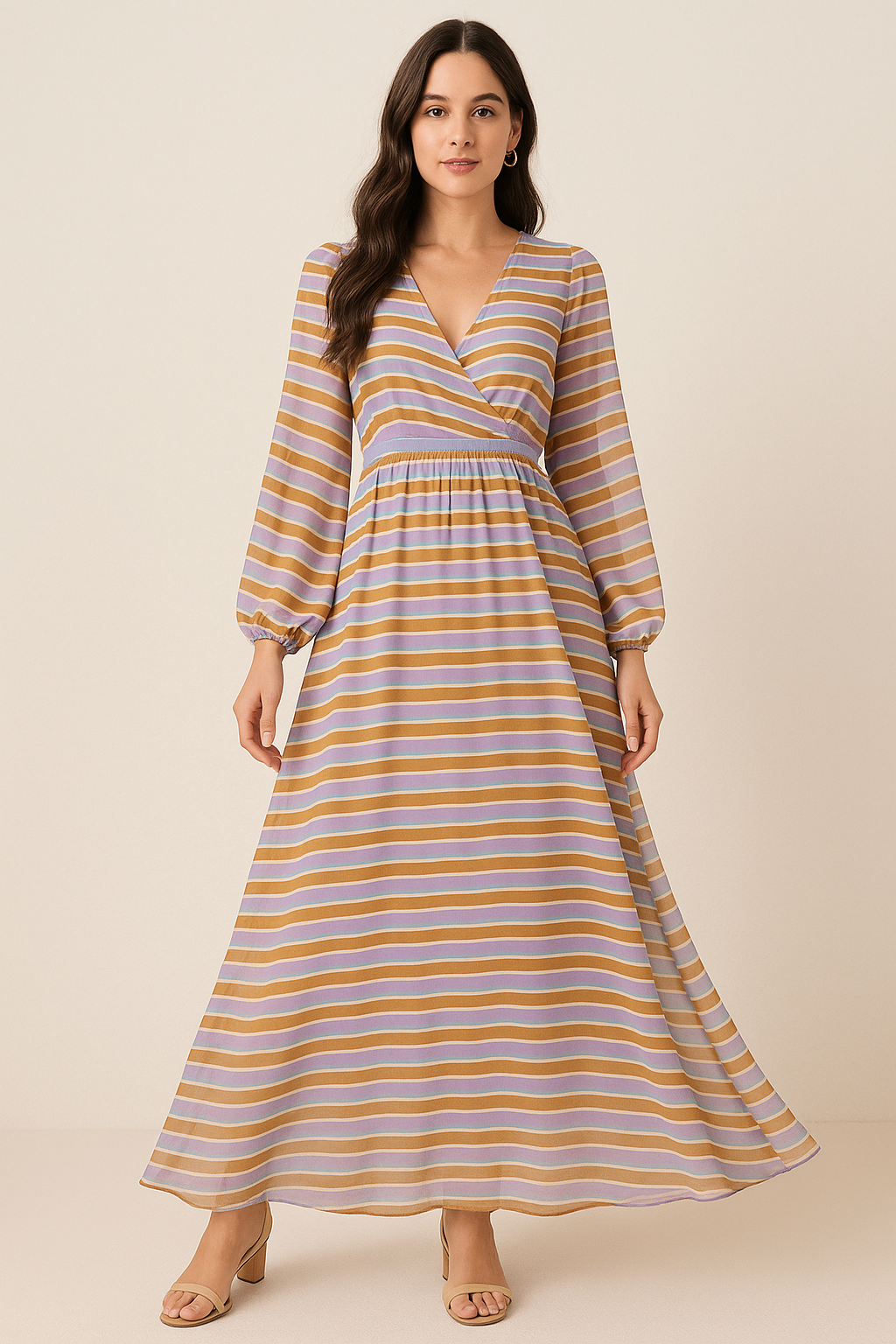 Cool Bengal Strips Multicolour Digital Printed Fabric - Pure Georgette