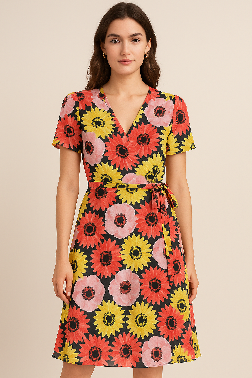 Watercolour Sunflower Digital Printed Fabric - Pure Georgette