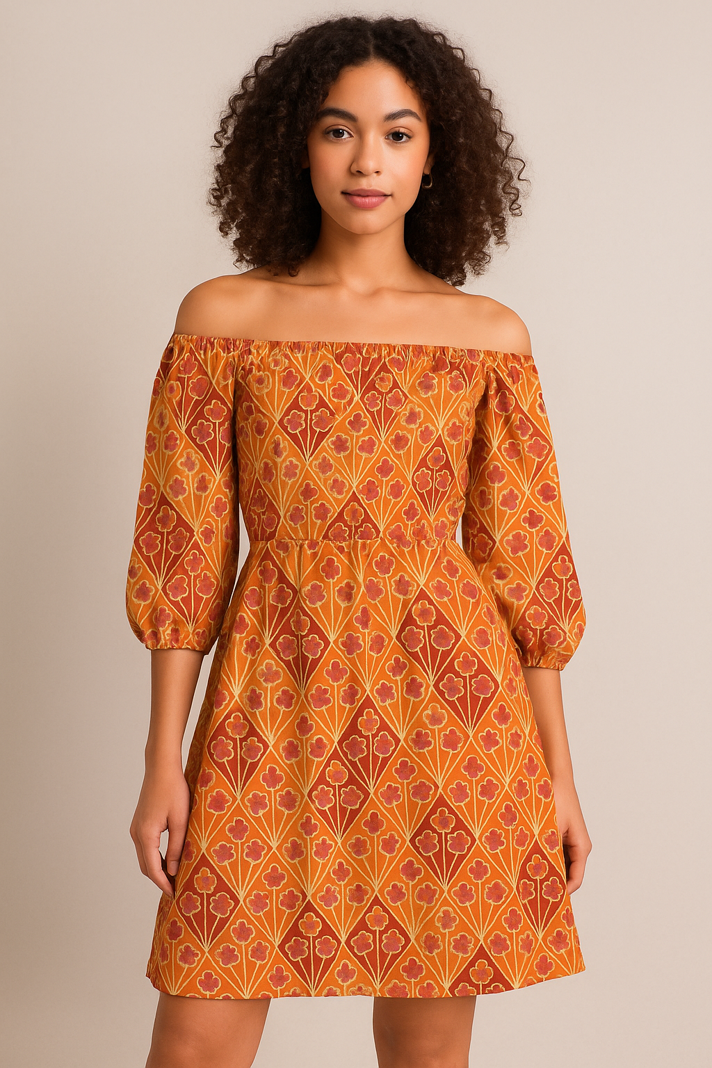 Little Three Colour Allamanda Flower Digital Printed Fabric - Pure Georgette