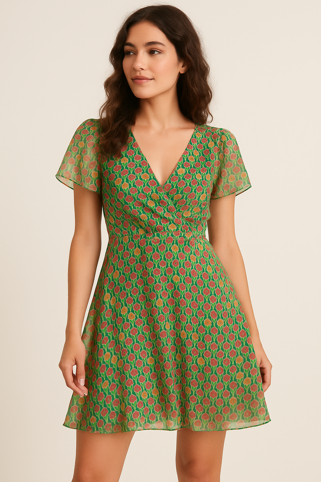 Multicolour Allmandar Flower Ogee Art Digital Printed Fabric - Pure Georgette