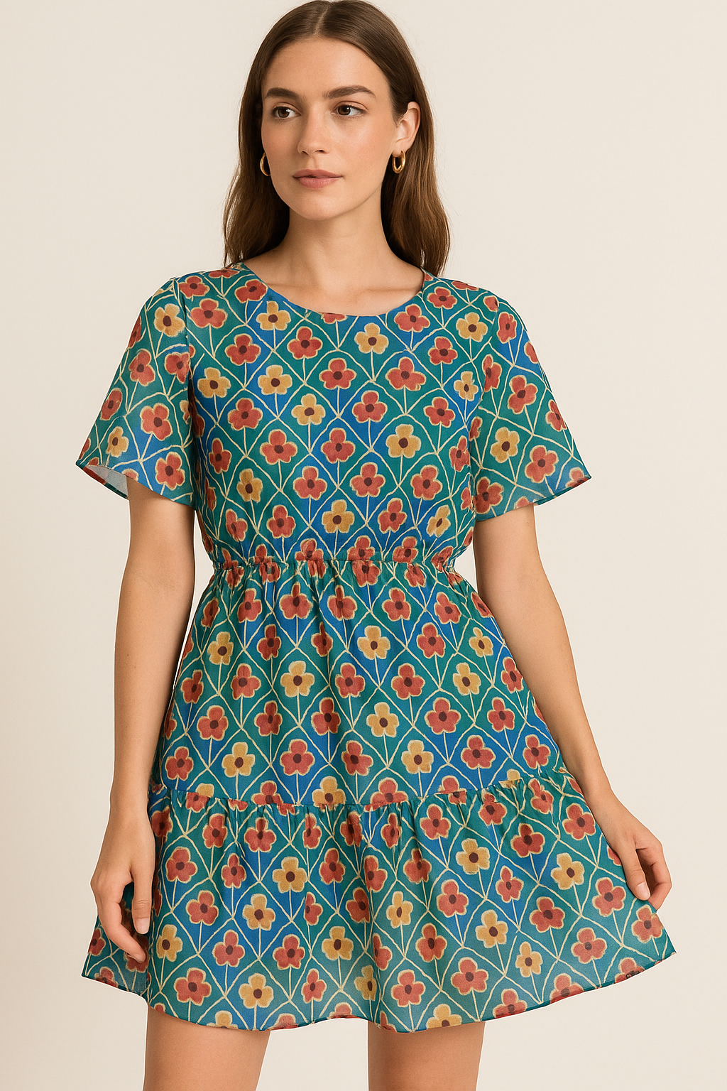 Tiny Decorative Allamanda Multicolour Digital Printed Fabric - Pure Georgette