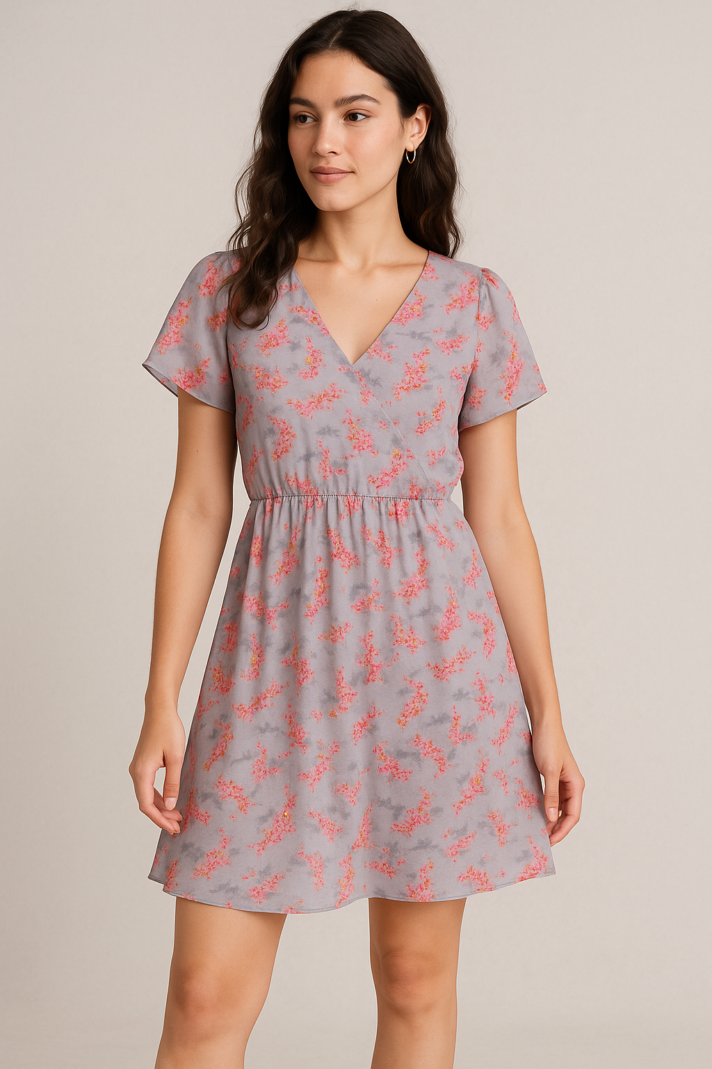 Tiny Pink Violet Floral Flower Digital Printed Fabric - Pure Georgette