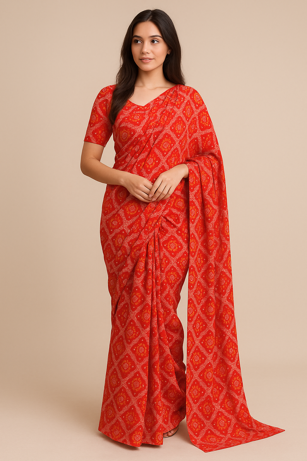 Attractive Seamless Bandhani Digital Printed Fabric - Pure Georgette