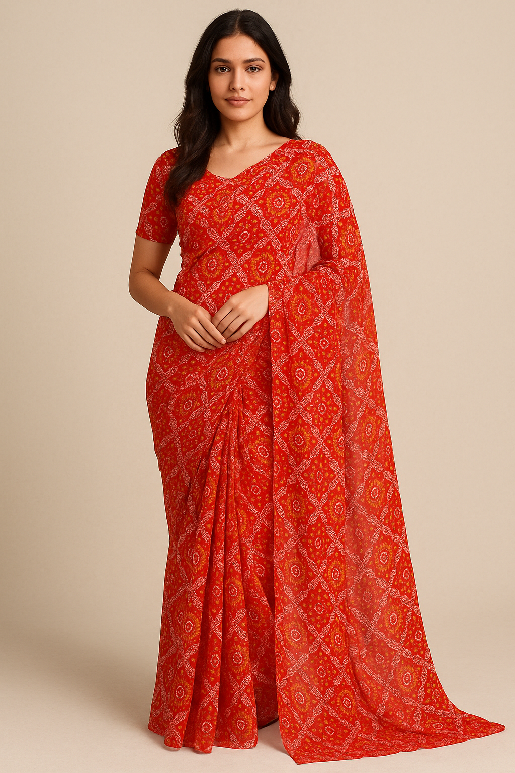 Attractive Seamless Bandhani Digital Printed Fabric - Pure Georgette