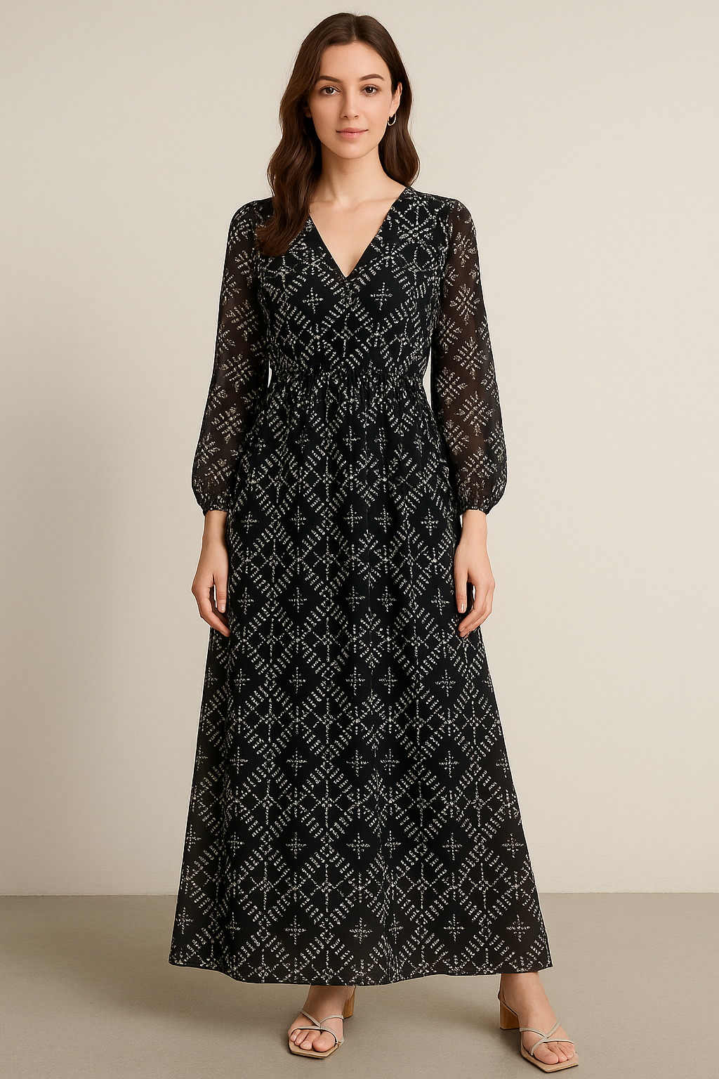 Morden Digital Art Of Doted Lining Digital Printed Fabric - Pure Georgette