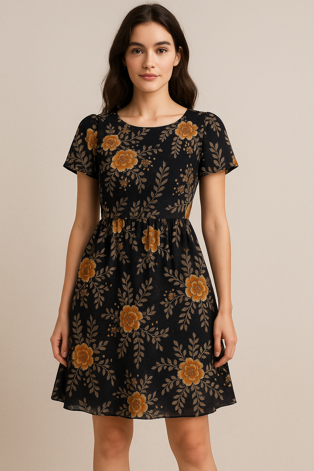 Embroidery Flower And Buds Digital Printed Fabric - Pure Georgette