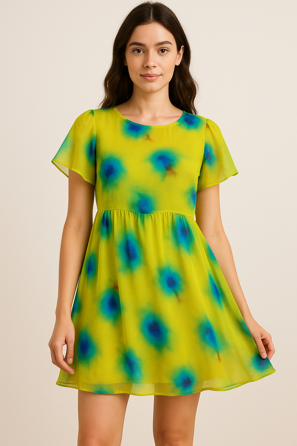 Watercolour Southern Platyfish Colour Digital Printed Fabric - Pure Georgette