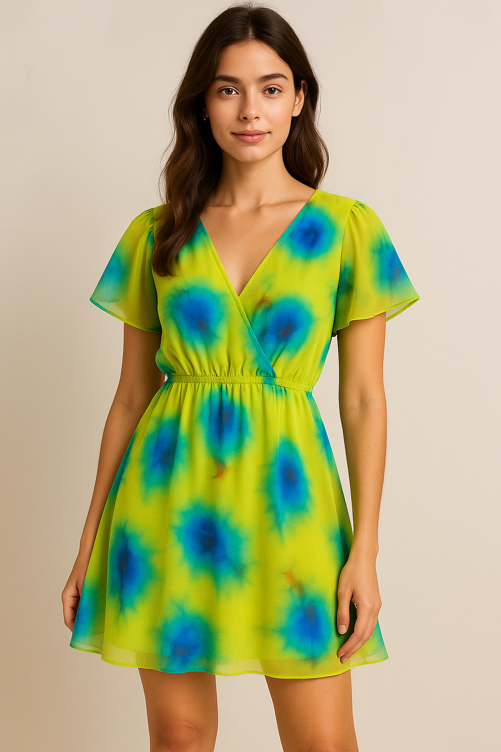 Watercolour Southern Platyfish Colour Digital Printed Fabric - Pure Georgette