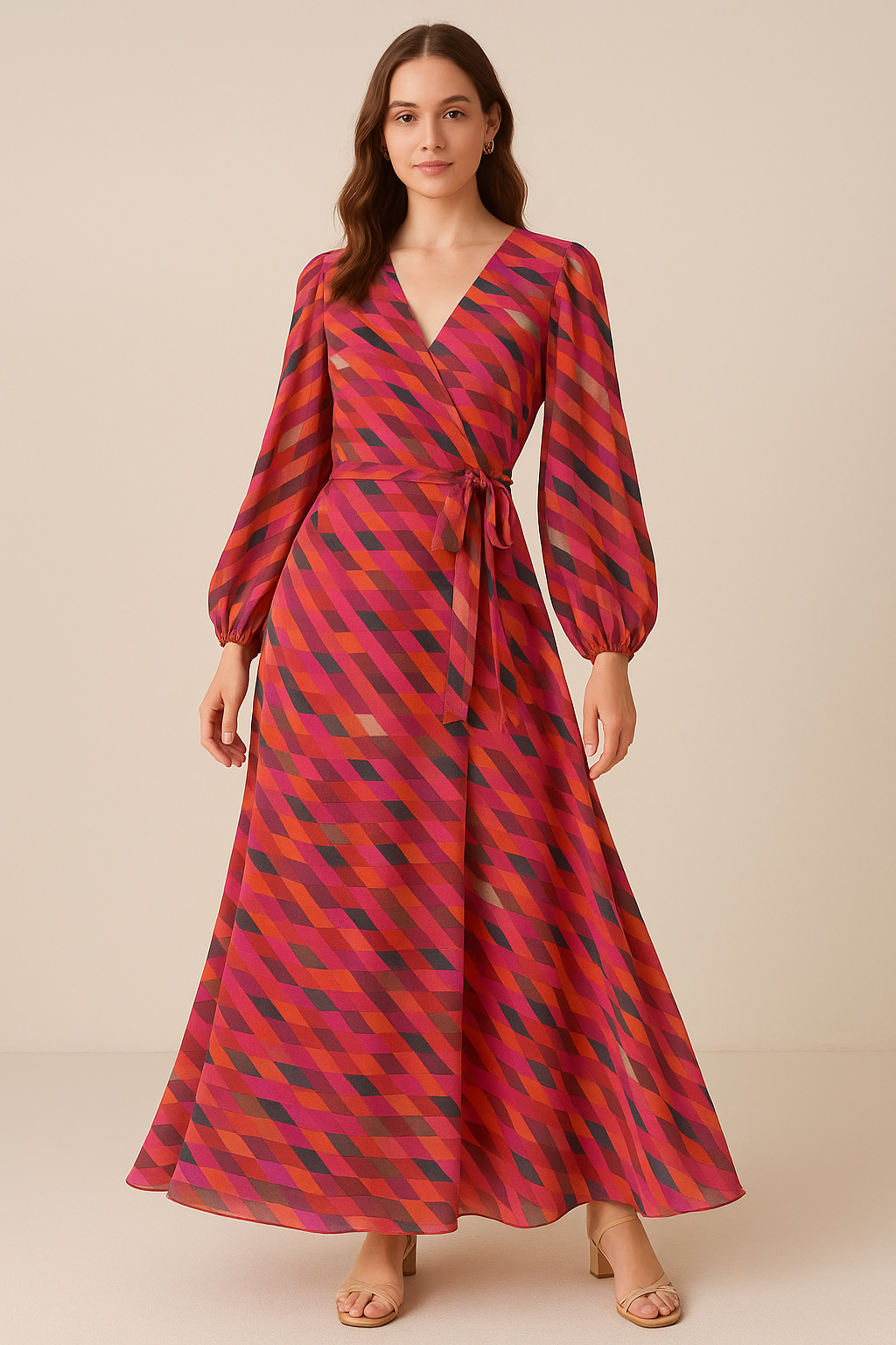 Multicolour Scales Repeat Digital Printed Fabric - Pure Georgette