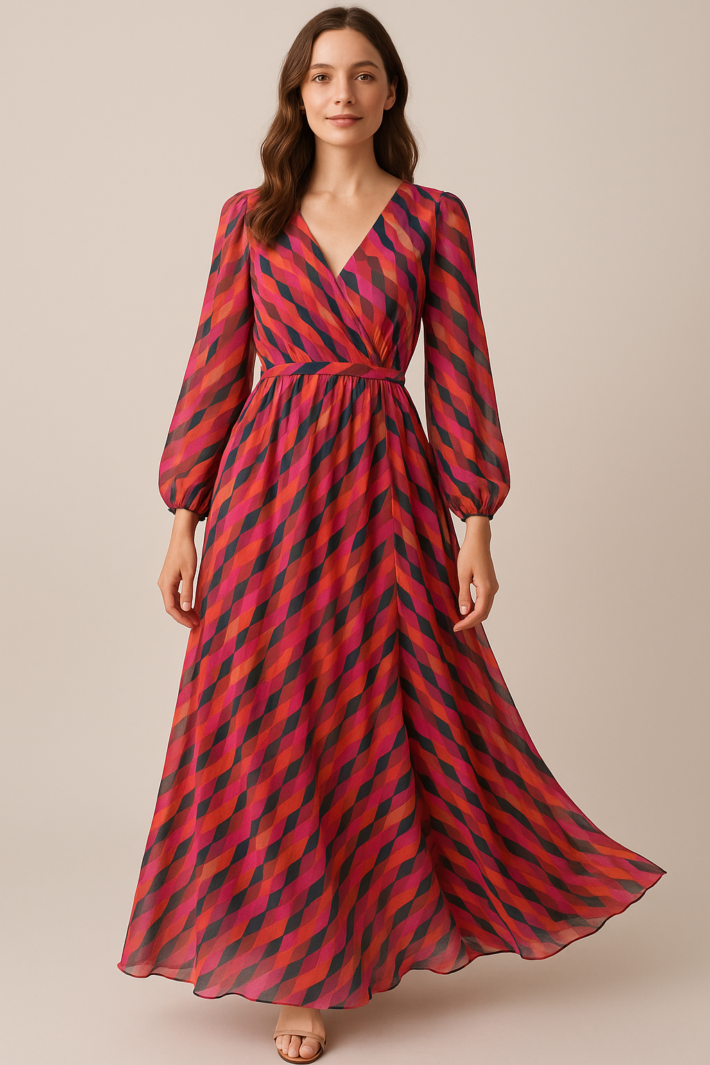 Multicolour Scales Repeat Digital Printed Fabric - Pure Georgette