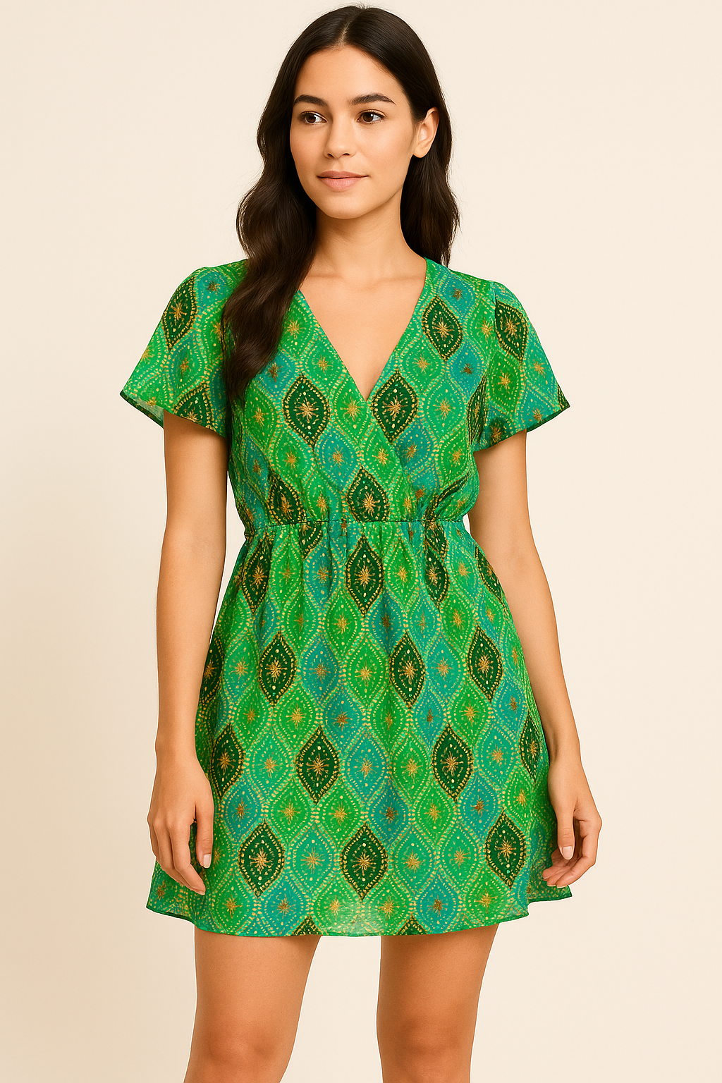 Seamless Ogee Tiny Doted Digital Printed Fabric - Pure Georgette