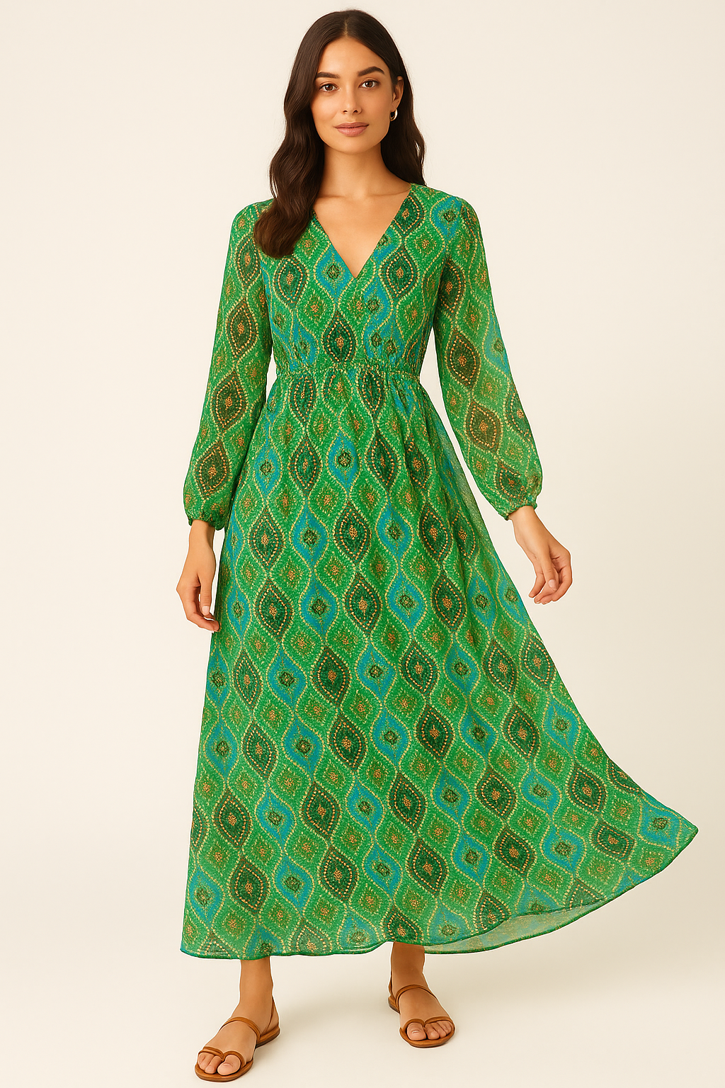 Seamless Ogee Tiny Doted Digital Printed Fabric - Pure Georgette