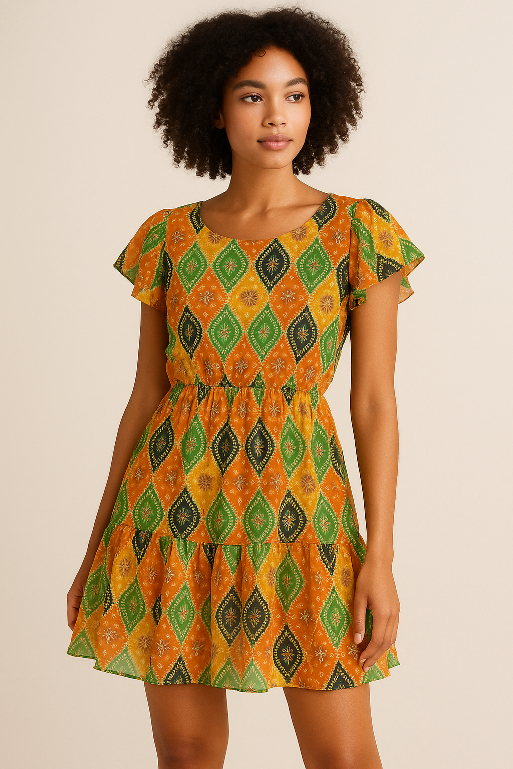 Mix Ogee Seamless Pattern Digital Printed Fabric - Pure Georgette