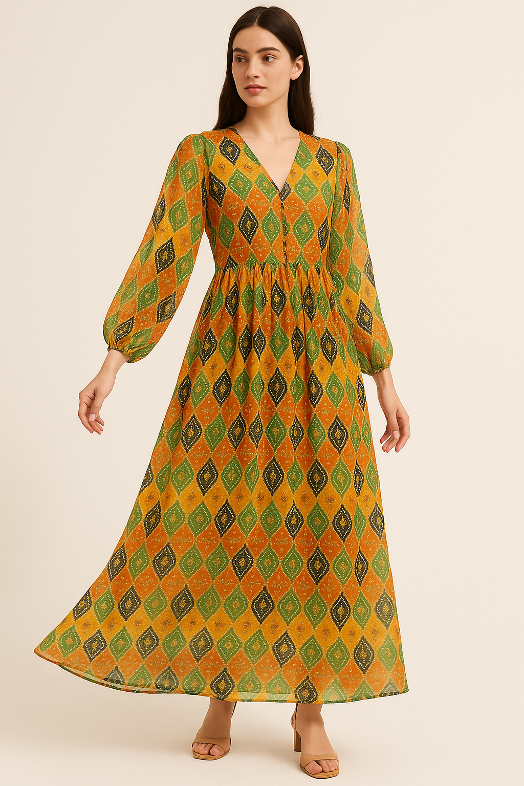 Mix Ogee Seamless Pattern Digital Printed Fabric - Pure Georgette