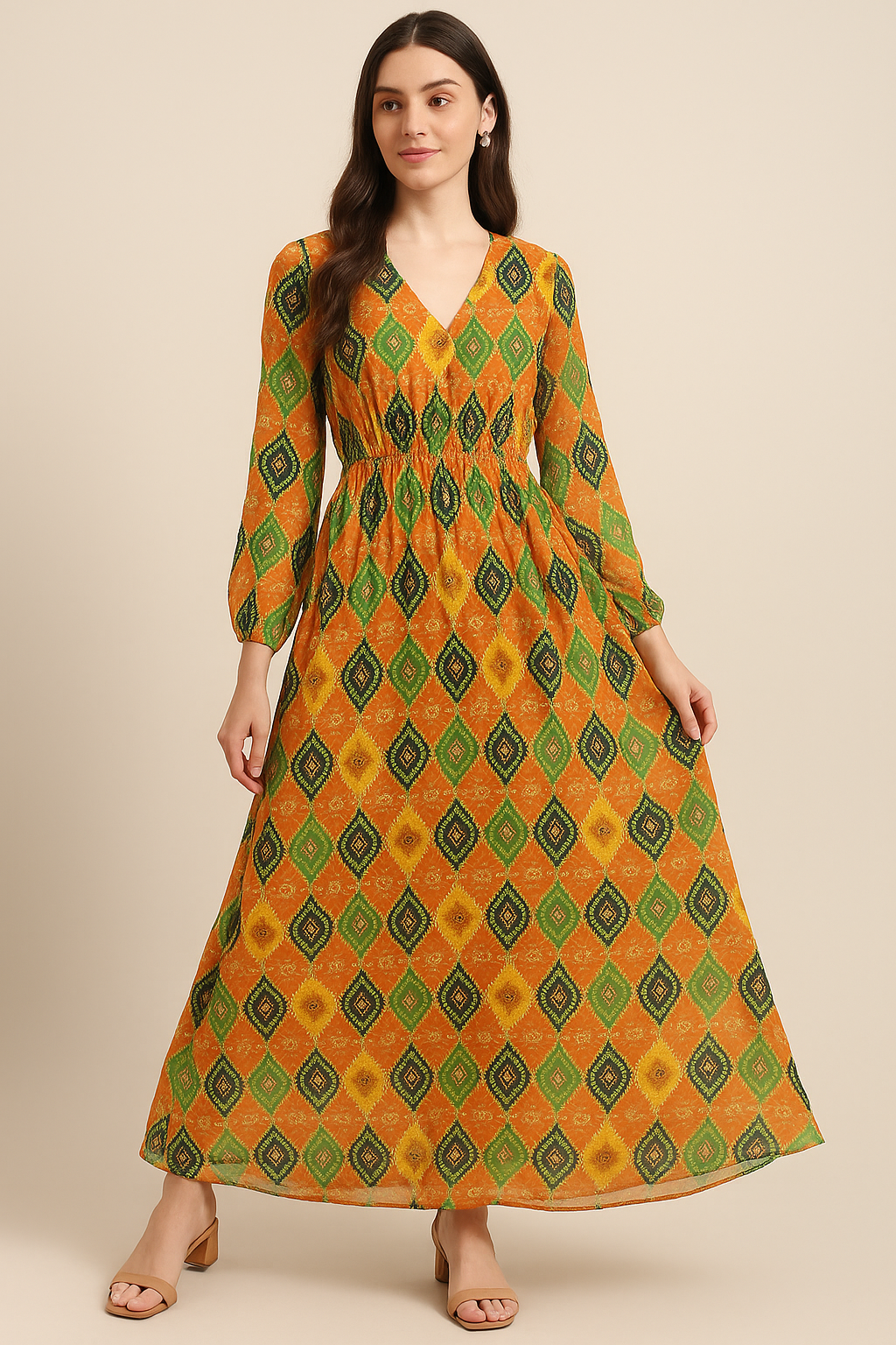 Mix Ogee Seamless Pattern Digital Printed Fabric - Pure Georgette