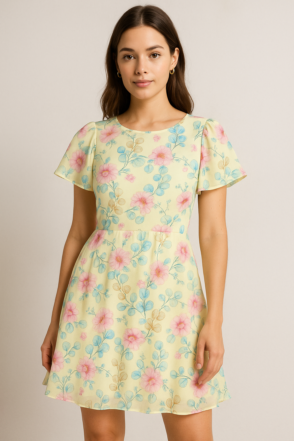 Peony Pink Flower Seamless Pattern Digital Printed Fabric - Pure Georgette