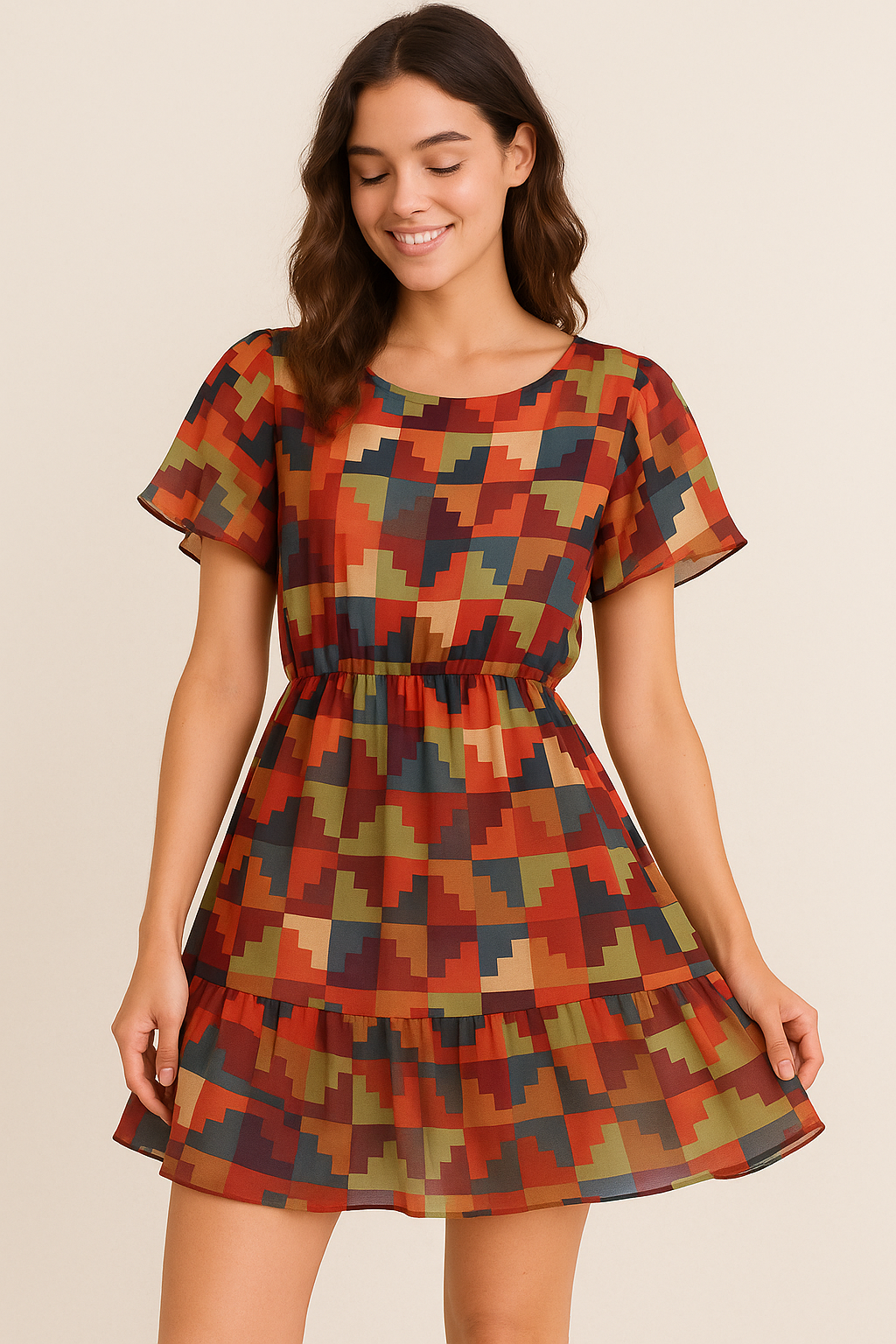 Multicolour Abstract Colourful Digital Printed Fabric - Pure Georgette