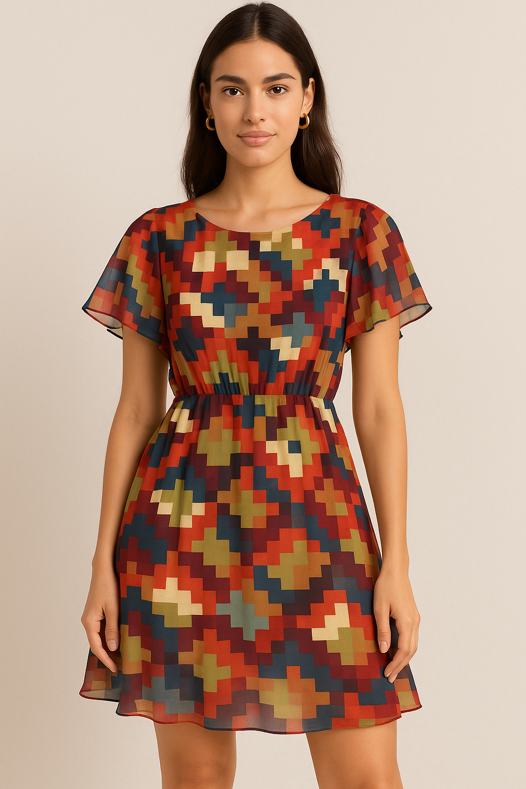 Multicolour Abstract Colourful Digital Printed Fabric - Pure Georgette