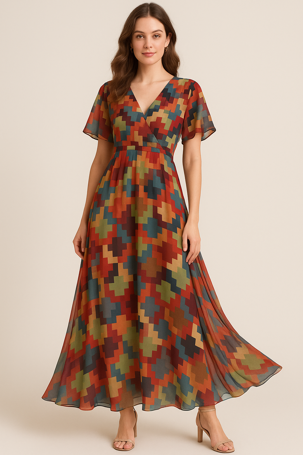 Multicolour Abstract Colourful Digital Printed Fabric - Pure Georgette