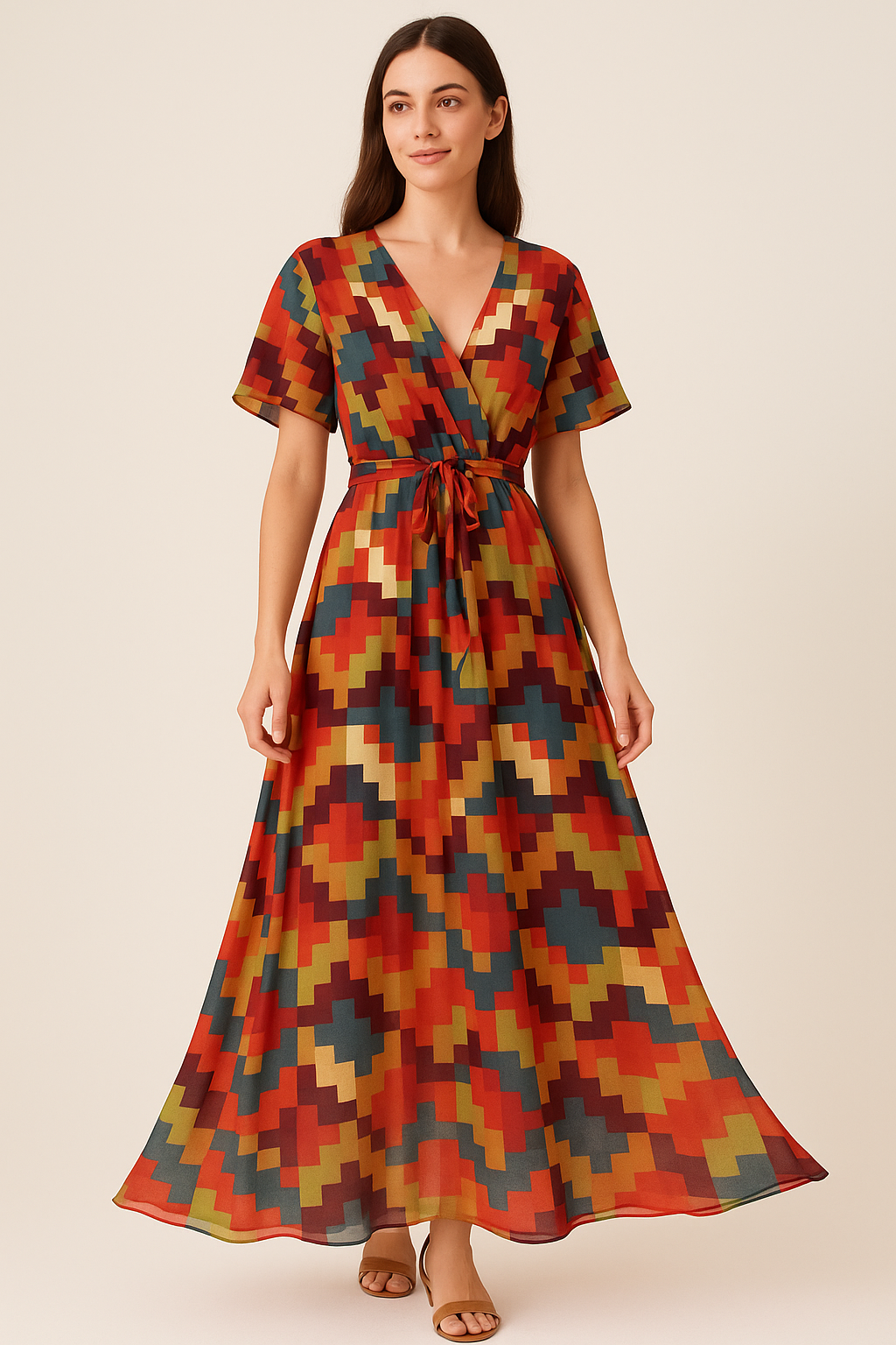 Multicolour Abstract Colourful Digital Printed Fabric - Pure Georgette