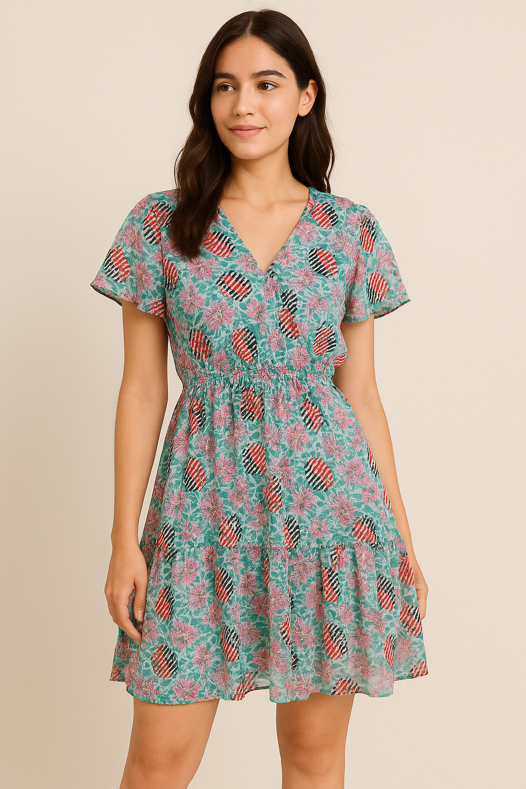 Romantic Valley Of Pink Flower Digital Printed Fabric - Pure Georgette