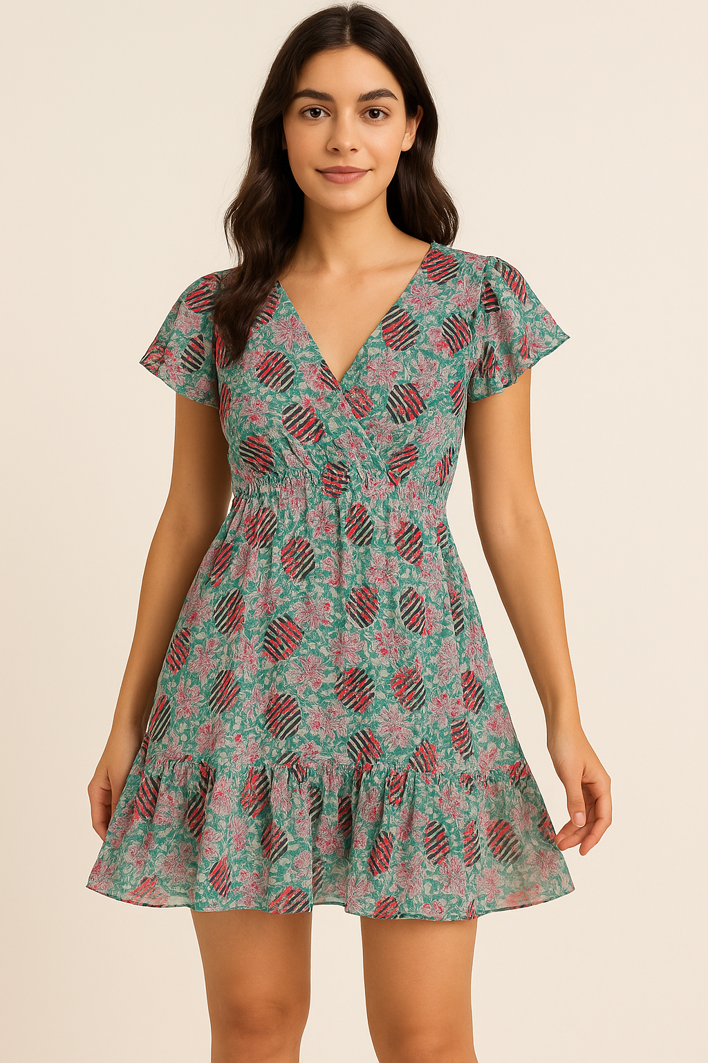 Romantic Valley Of Pink Flower Digital Printed Fabric - Pure Georgette