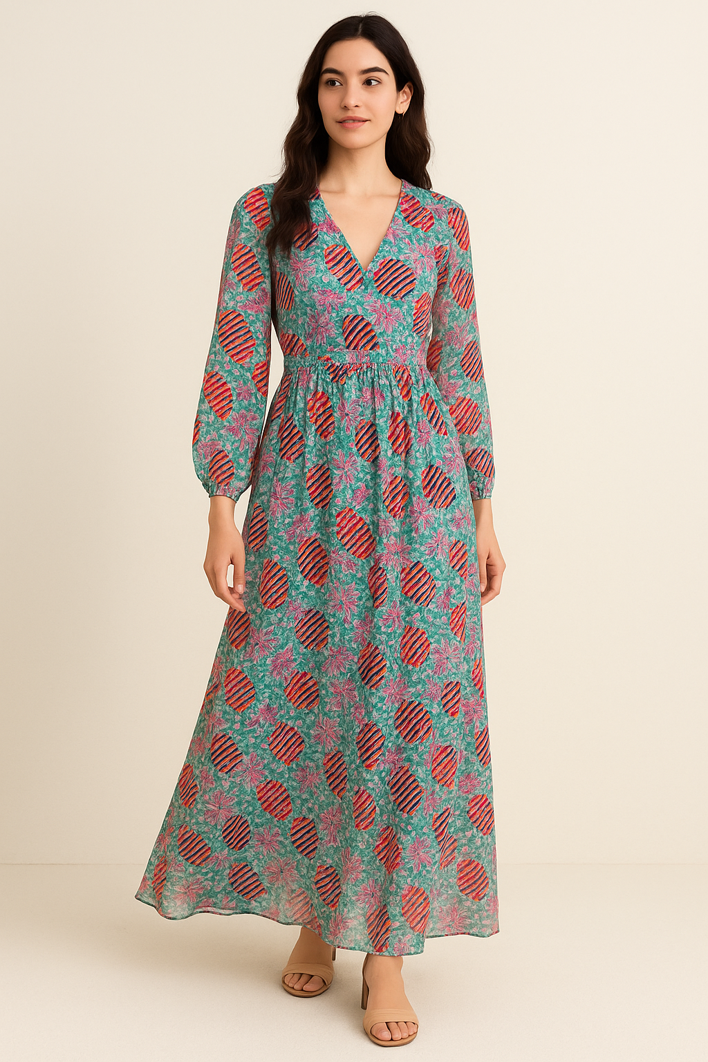 Romantic Valley Of Pink Flower Digital Printed Fabric - Pure Georgette