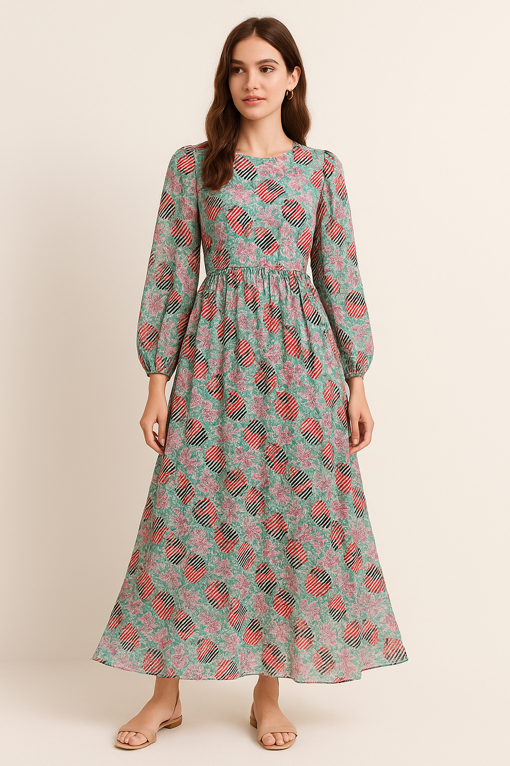 Romantic Valley Of Pink Flower Digital Printed Fabric - Pure Georgette