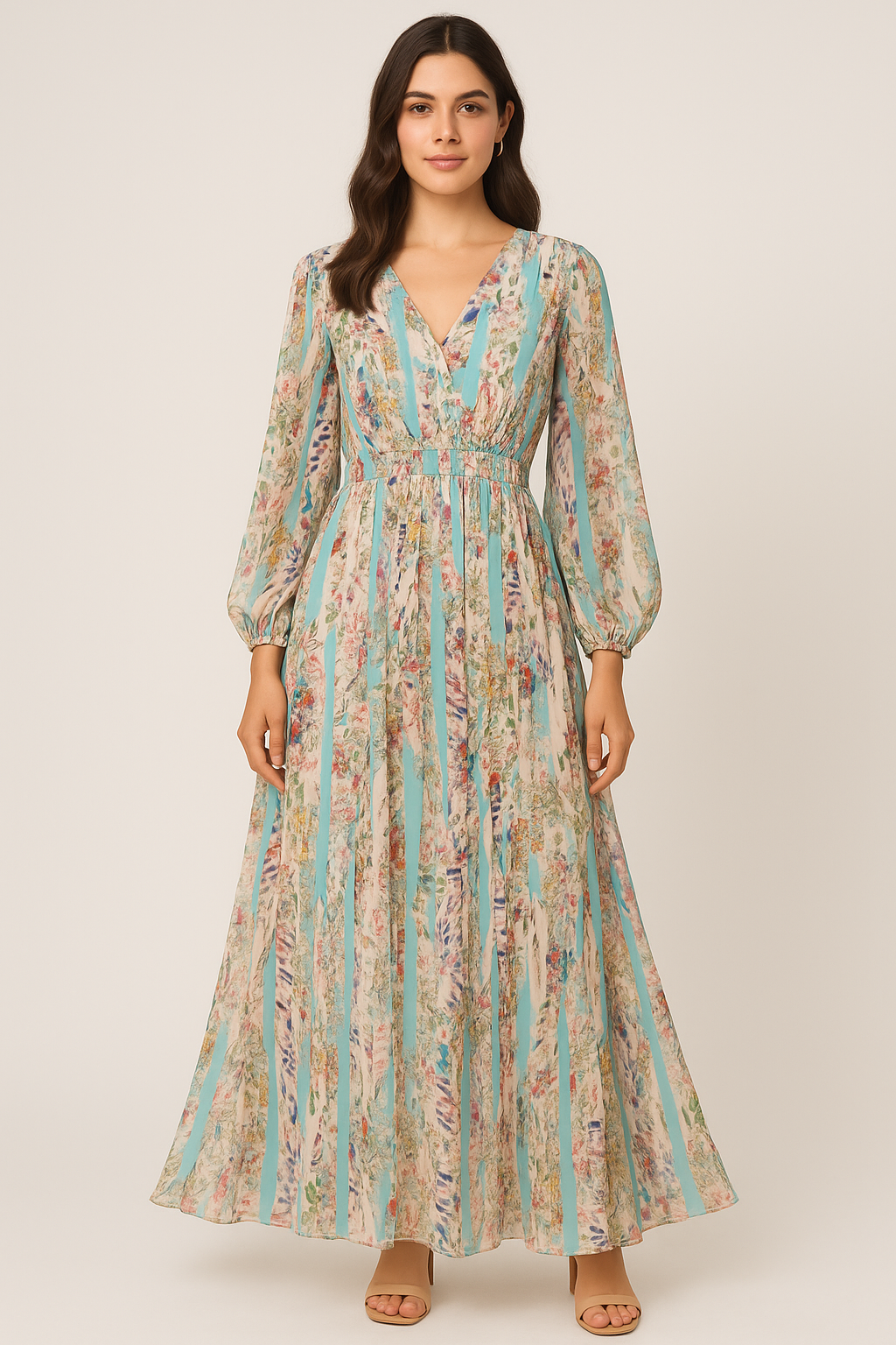 Watercolour Paint Art With Pattern Digital Printed Fabric - Pure Georgette