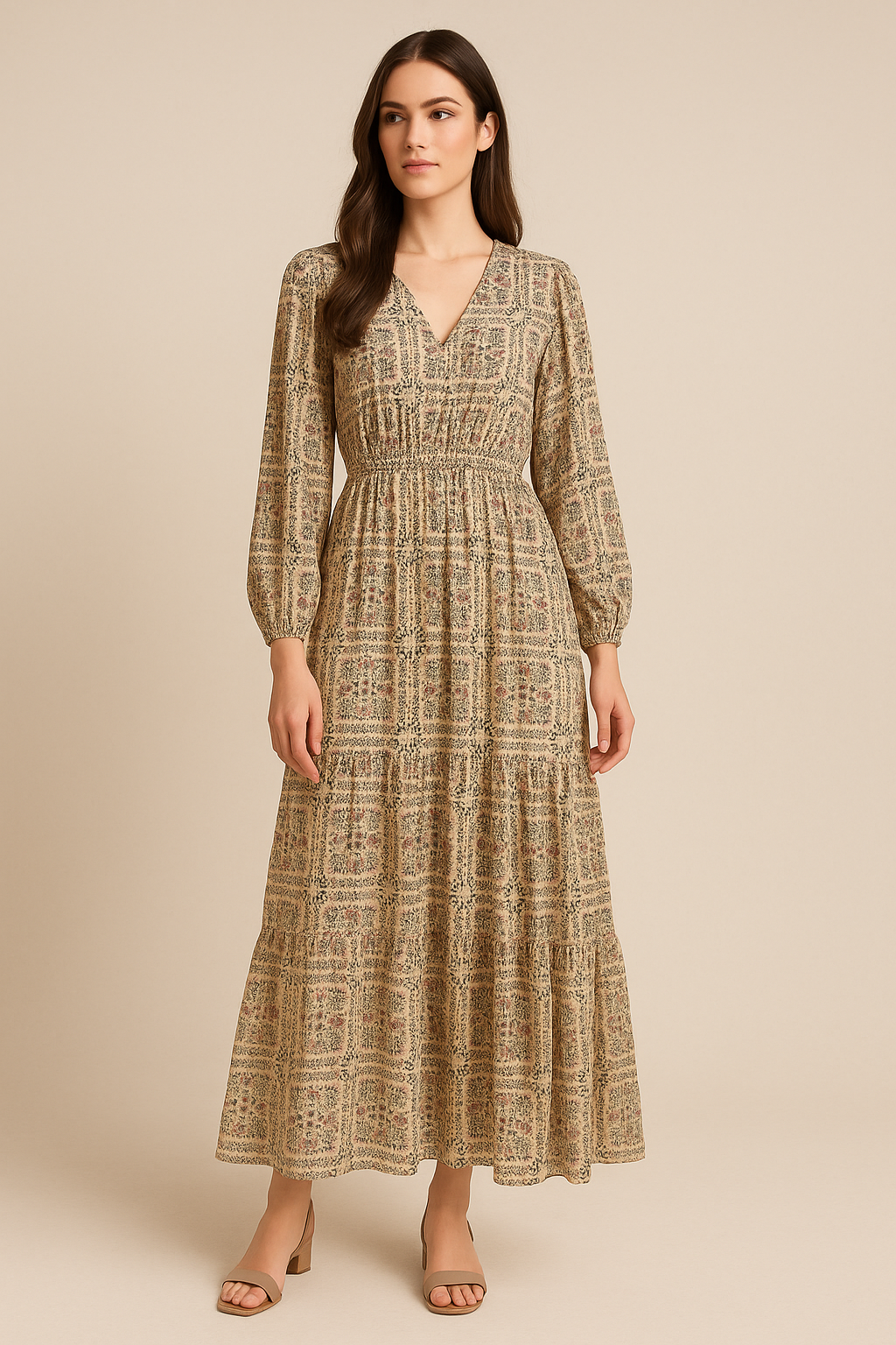 Tiny Rainbow Flowers Of Leaves Digital Printed Fabric - Pure Georgette