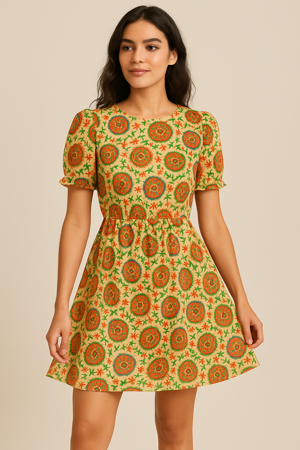 Watercolour Paint Suzani Pattern Digital Printed Fabric - Pure Georgette