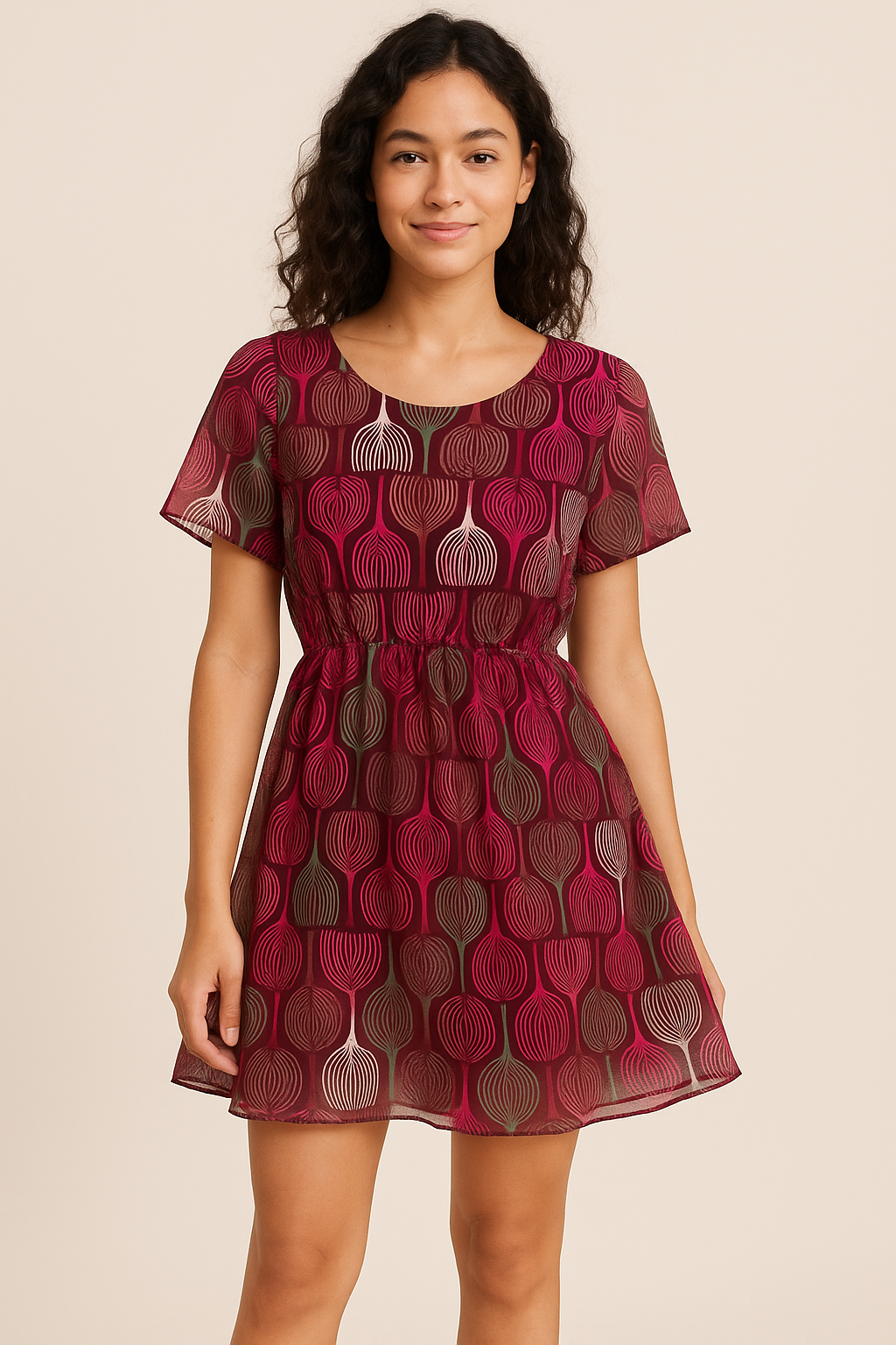 Bold Colourful Mahogany Leaf Digital Printed Fabric - Pure Georgette