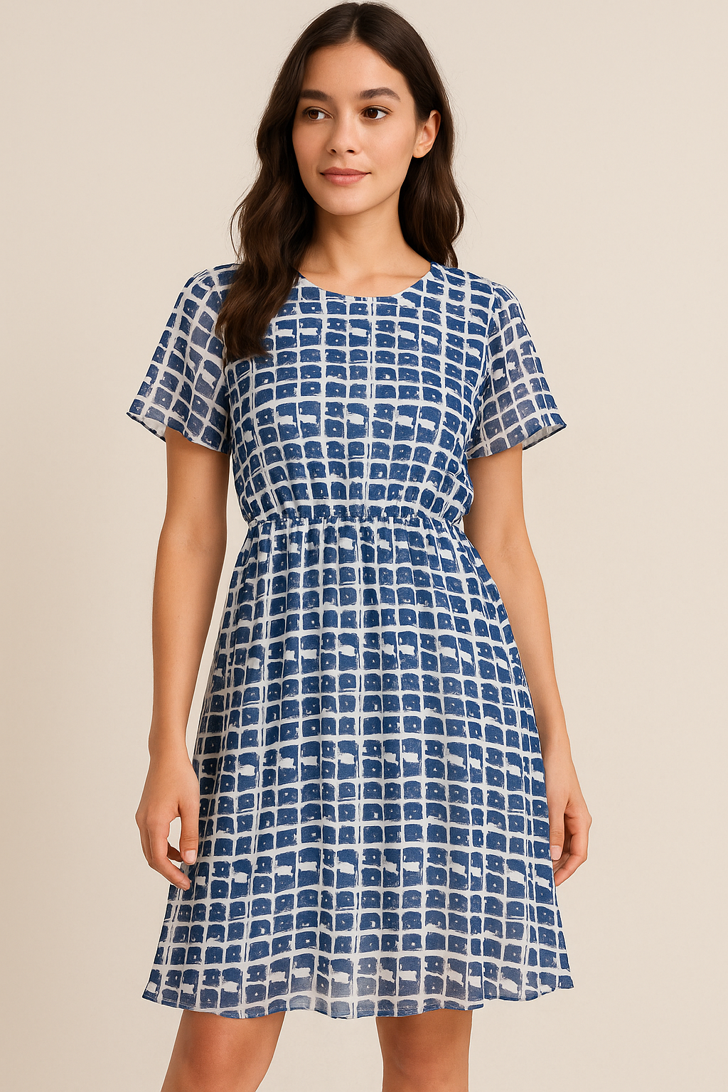 Preppy Paper Art Seamless Pattern Digital Printed Fabric - Pure Georgette