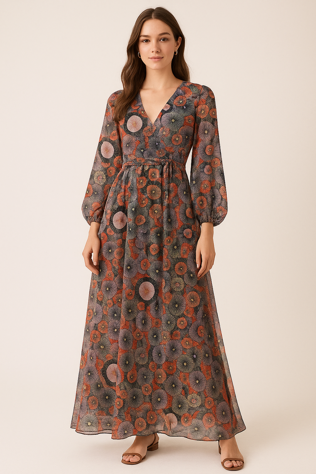 Glam Polished Multicolour Rounded Digital Printed Fabric - Pure Georgette