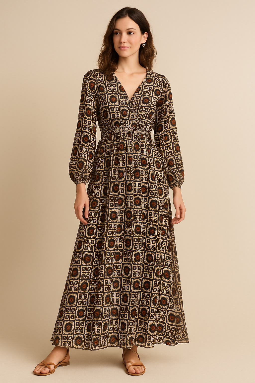 Western Sunflower With Brown Colour Digital Printed Fabric - Pure Georgette