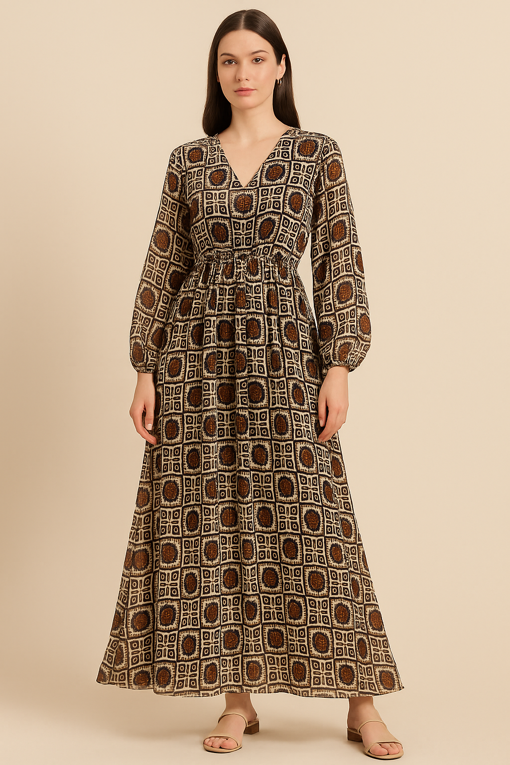 Western Sunflower With Brown Colour Digital Printed Fabric - Pure Georgette