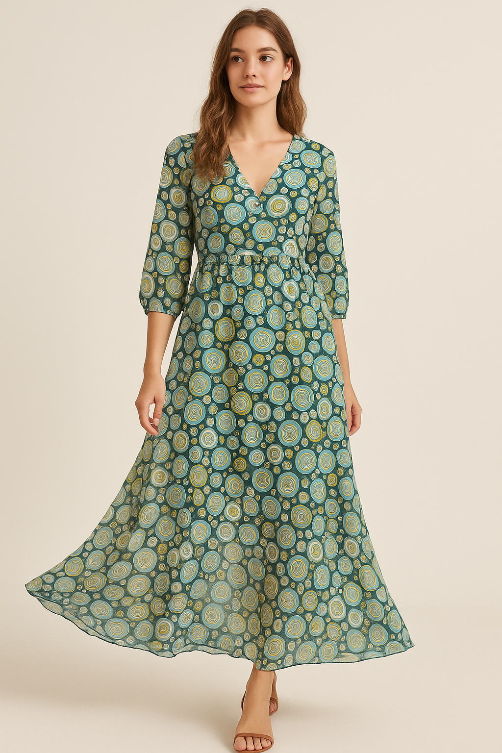 Casual Colourful Watercolour Rounded Digital Printed Fabric - Pure Georgette