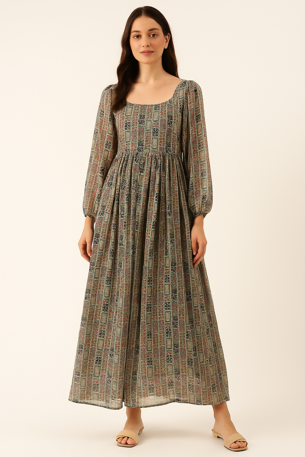 Funky Jungle Flower Vintage Digital Printed Fabric - Pure Georgette