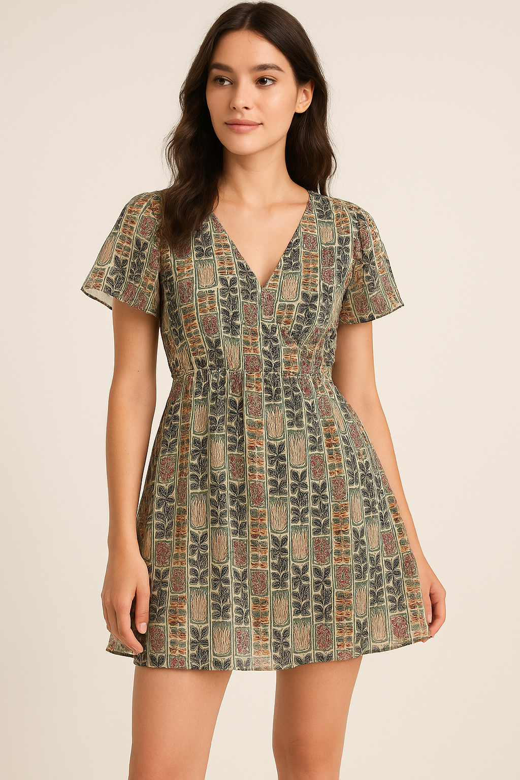 Funky Jungle Flower Vintage Digital Printed Fabric - Pure Georgette