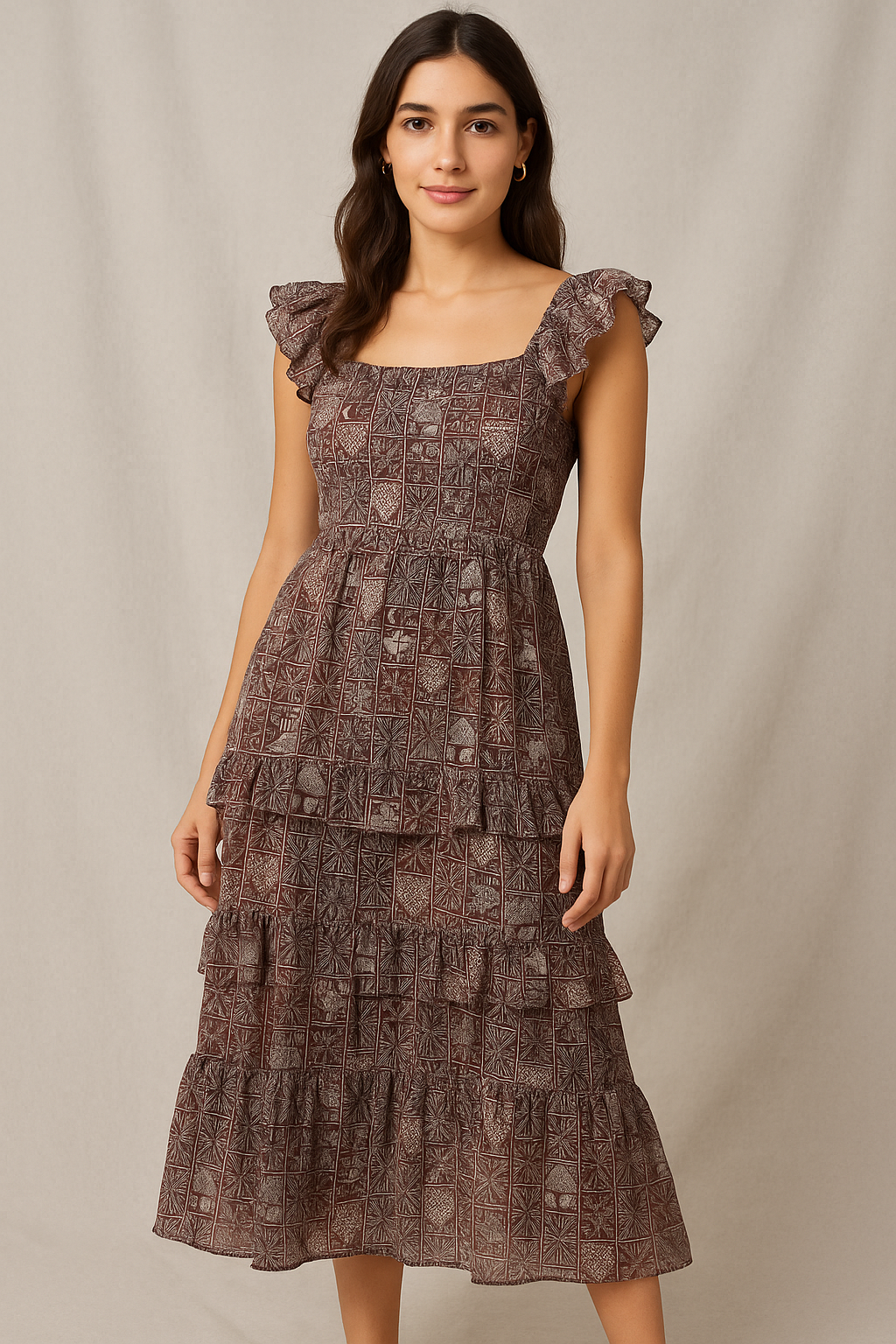 Greek Art Of Multitype Pattern Digital Printed Fabric - Pure Georgette