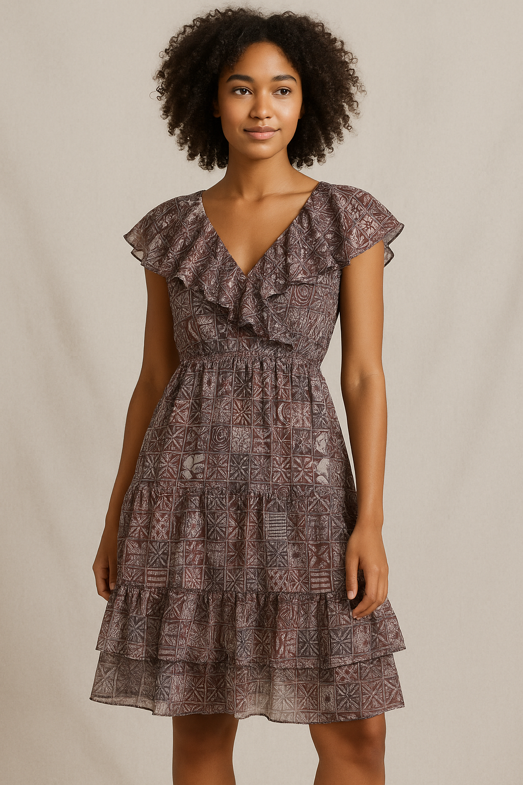 Greek Art Of Multitype Pattern Digital Printed Fabric - Pure Georgette