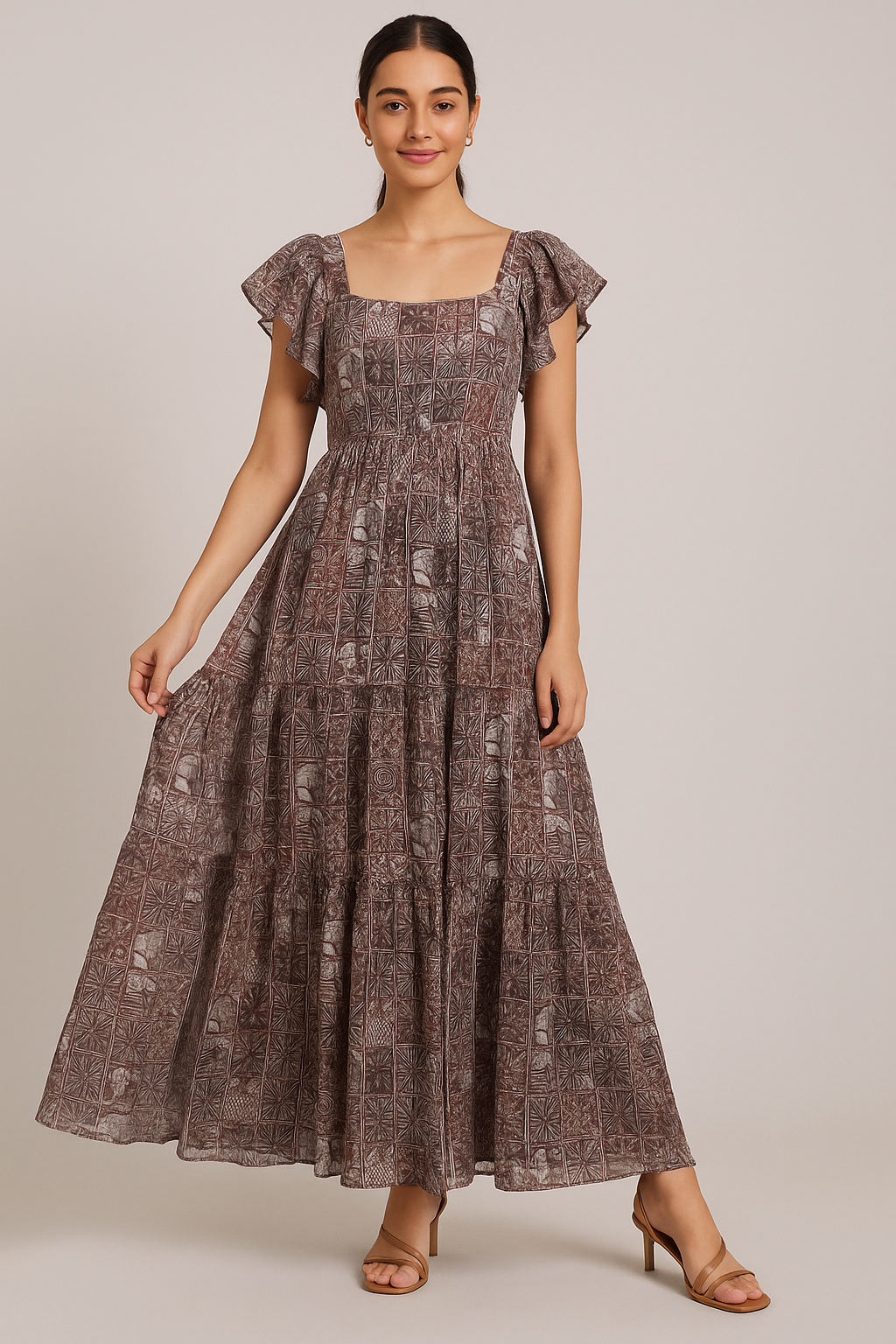 Greek Art Of Multitype Pattern Digital Printed Fabric - Pure Georgette