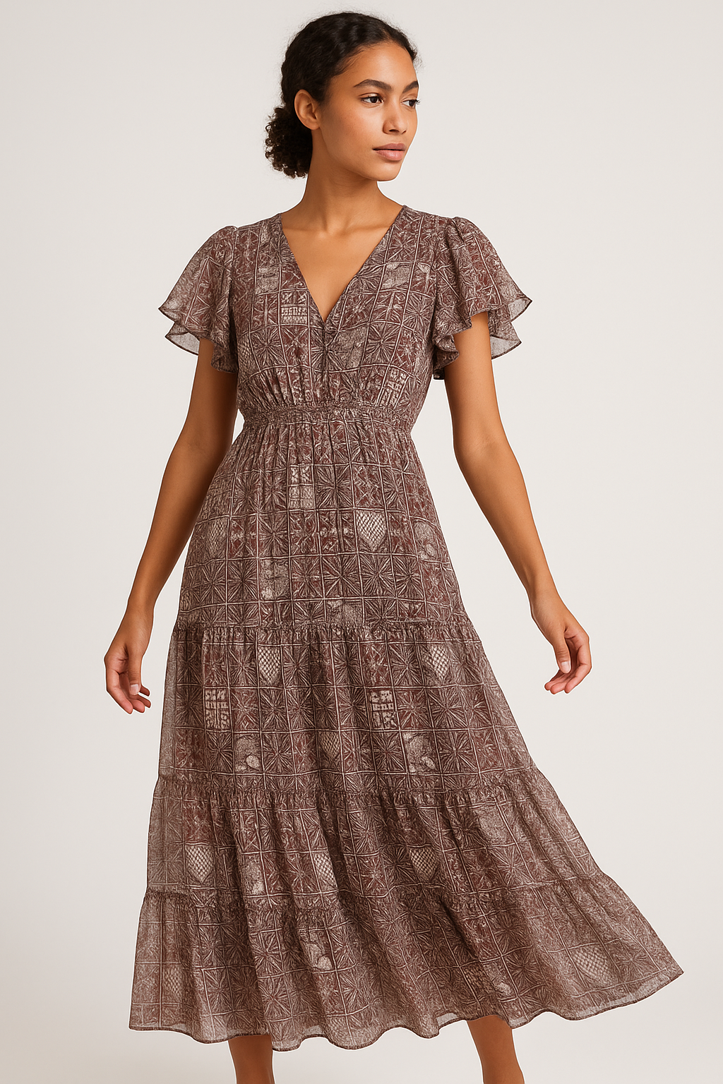 Greek Art Of Multitype Pattern Digital Printed Fabric - Pure Georgette