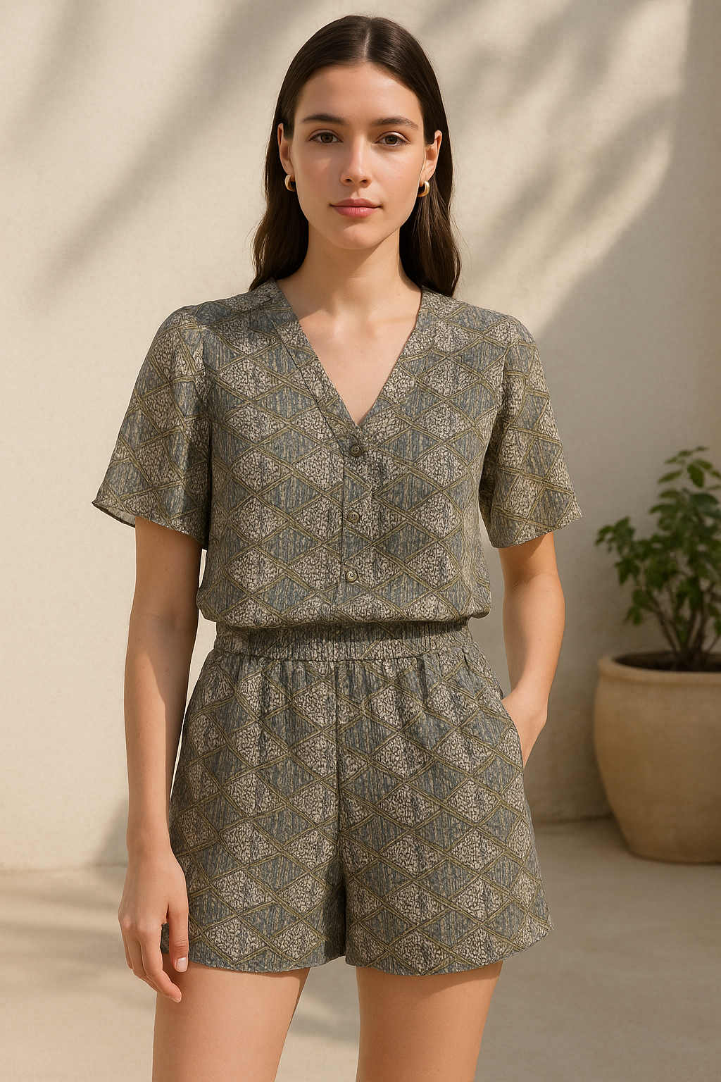 Morden Triangle Stone Art Digital Printed Fabric - Pure Georgette