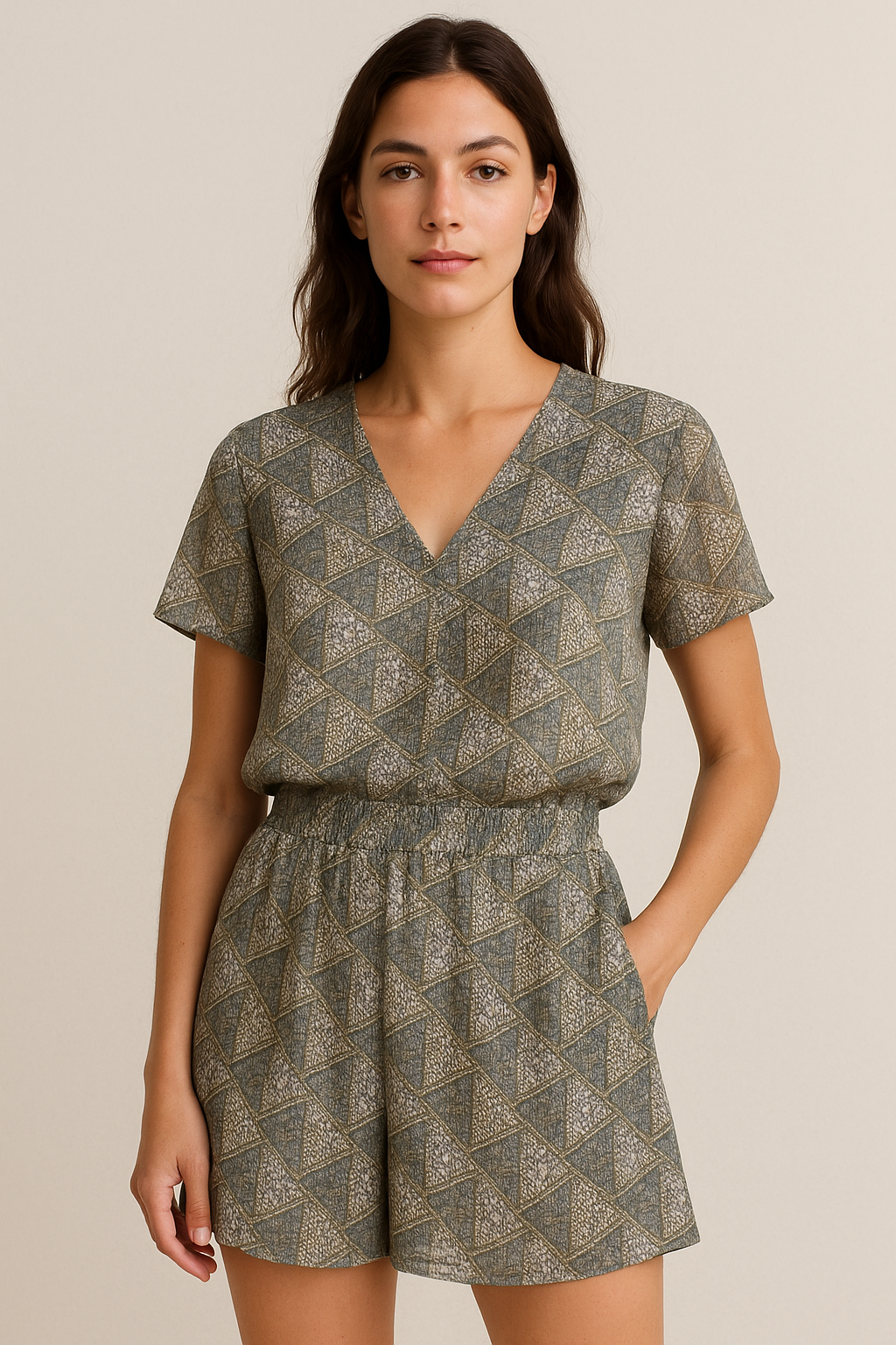 Morden Triangle Stone Art Digital Printed Fabric - Pure Georgette