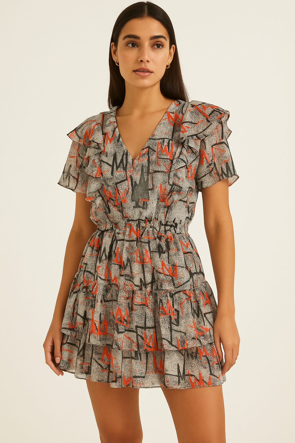 Vintage Art Of Wall Digital Printed Fabric - Pure Georgette