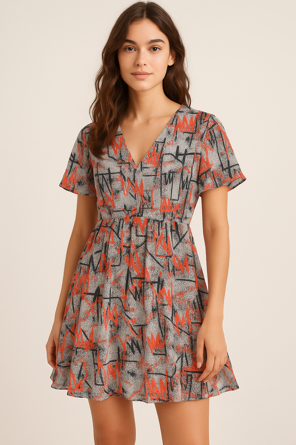 Vintage Art Of Wall Digital Printed Fabric - Pure Georgette